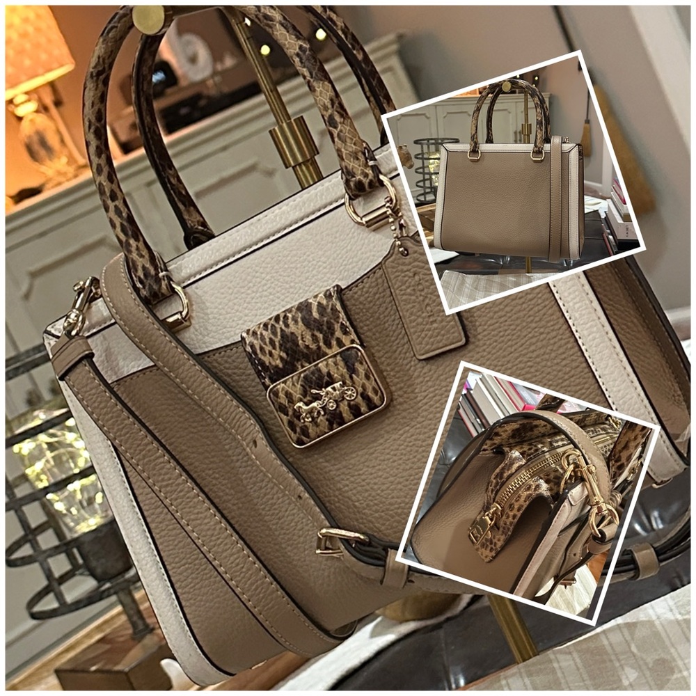 COACH Grace Carryall in Gold/Taupe Multi w/Snake Embossed Detail, GORGEOUS 🔥